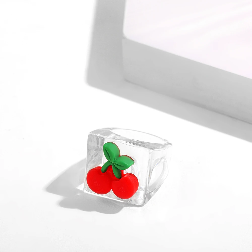 Geometric Square Round Resin Acrylic Chunky Rings for Women Girls Punk Style Knuckle Flower Rings Jewelry finger ring jewelry accessories