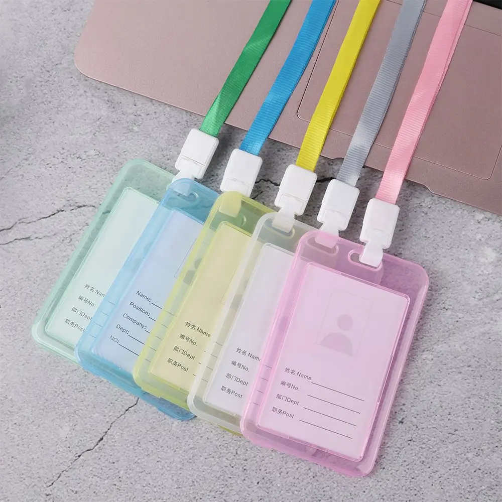 

Plastic Office Supplies Name Tags ID Name Holder Double Sided Transparent Business Work Card Bus Credit Card Holder