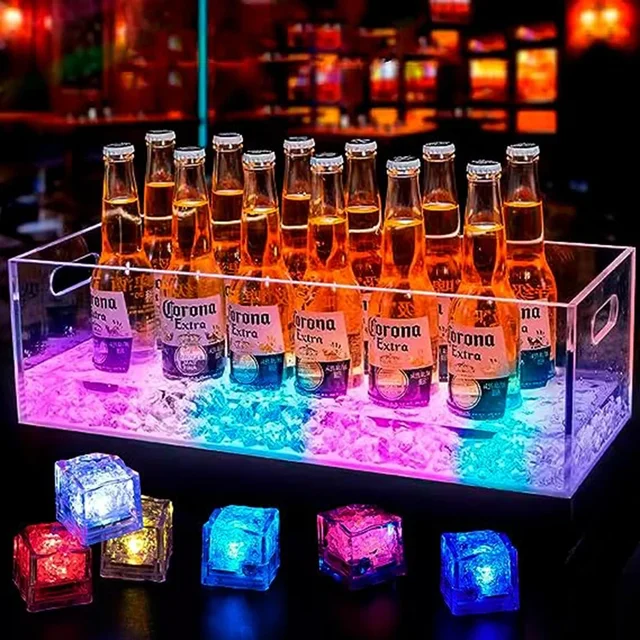 12-120PCS Waterproof Led Ice Cube Multi Color Flashing Glow in The Dark Light Up for Bar Club Drinking Party Wine Decoration 3