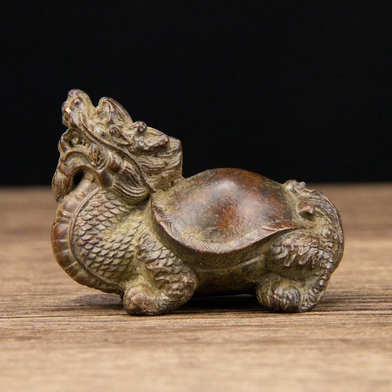 

Imitation copper dragon turtle tea pet trumpet dragon turtle antique brass plated solid play home.