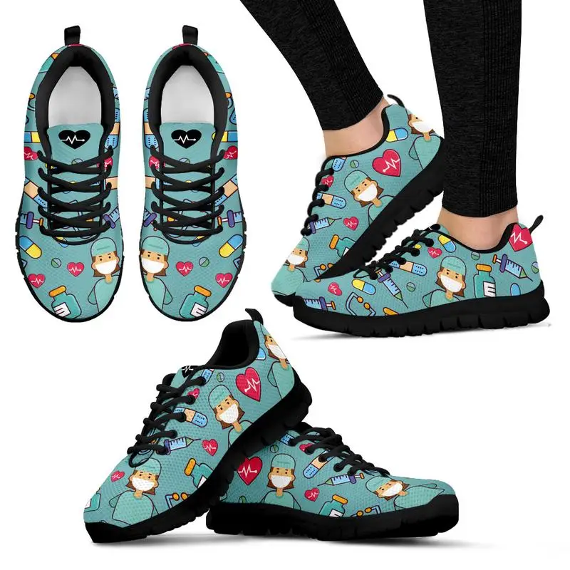 

Life Saver Women's Nurse/Doctor Pattern Fashion Shoes Flats Breathable Mesh Ladies Sneakers Mesh Plus Size Autumn Woman Zapatos