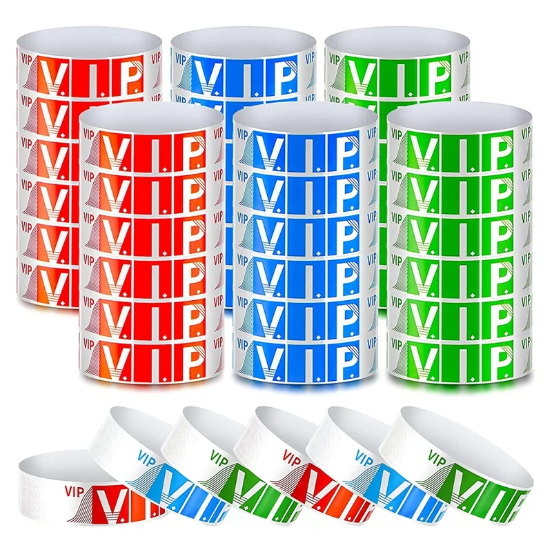

600 упаковка, водонепроницаемые браслеты для VIP-мероприятий, бумажные браслеты для VIP-клиентов, браслет для телефона (красный, синий, зеленый)