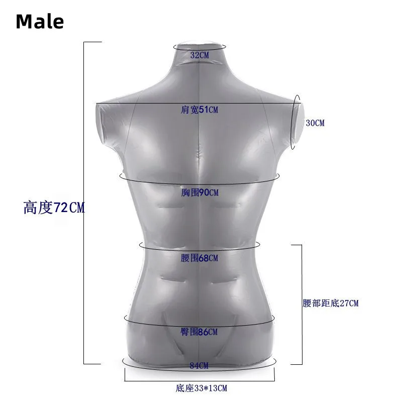 Description Picture 2 of itemA PVC Silver Inflatable Upper Body Model Women Men and Children Mannequin Clothing Body Display Props