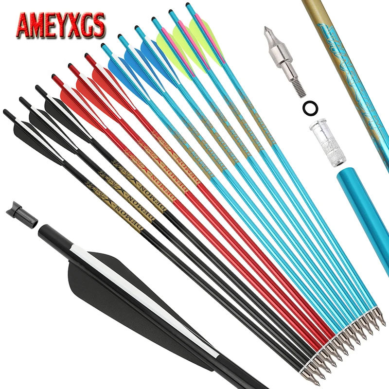 Premium Aluminum Crossbow Bolts - High Strength Arrows with 4 Feathers