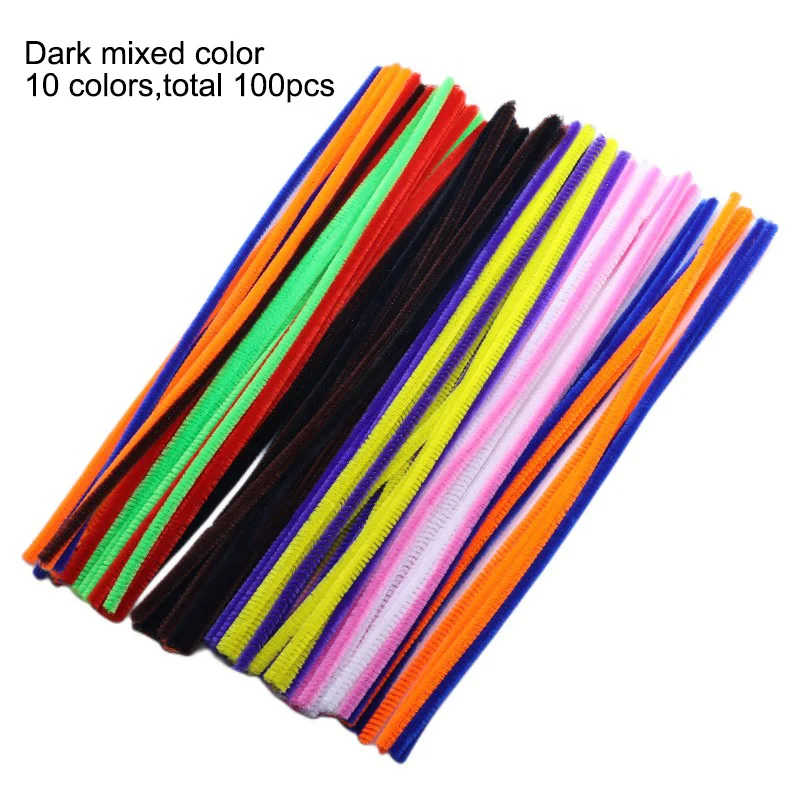 100pcs 6x300mm Chenille Stems Pipe Cleaners Kids Plush Toy Colorful Tinsel  Stems Wired Sticks Handmade Diy Craft Supplies - AliExpress