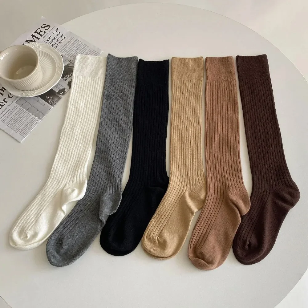 

Long Socks Women Stockings Cotton Knitting Knees Socks Stockings JK Lolita Girls Kawaii Cute Stockings Solid Color Autumn Winter