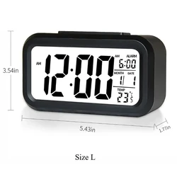 Multifunctional LED Digital Alarm Clock with Backlight and Snooze Feature (Large Size BK)