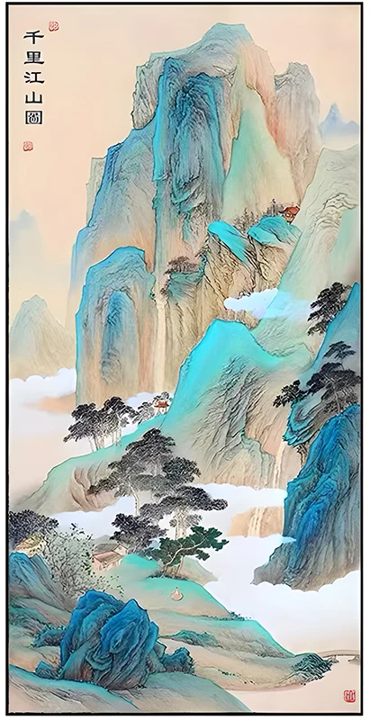 Description Picture 2 of itemNeedlework,A Thousand li River and Mountain Map Vertical Version Cross stitch Handmade 11CT Counted Canvas DIY,Cross-stitch kits