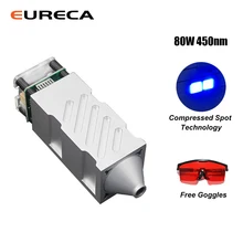 Kit de Module Laser 80W 450nm, tête Laser à technologie ponctuelle compressée TTL PWM, gravure sur métal, découpe du bois, Machine outil + lunettes Laser