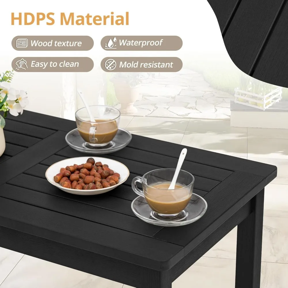 Coffee Table Rectangle,Patio Coffee Tables for Outside,with Slatted Tabletop for Deck, Garden, Balcony, Indoor or Outdoor Use 5