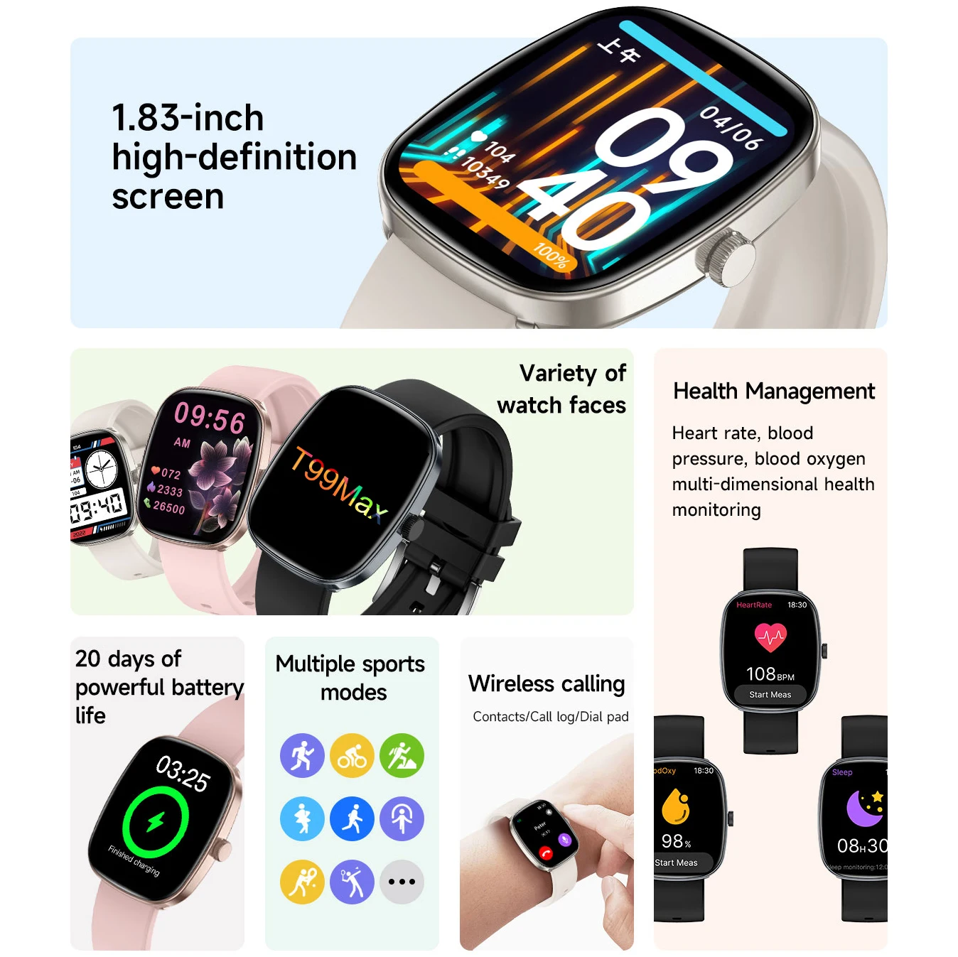2026 New Hot Fashion Women Watch Ultra SmartWatch 1.83"HD AMOLED Full Touch Screen Call Health Sport Smart watch For Android IOS 2