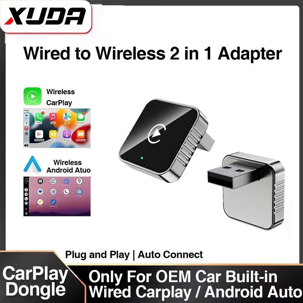 Adaptador Inalámbrico CarPlay XUDA 2026, Actualización de CarPlay con Cable a Inalámbrico, Diseño Mini USB para Autos con Apple CarPlay Integrado 1