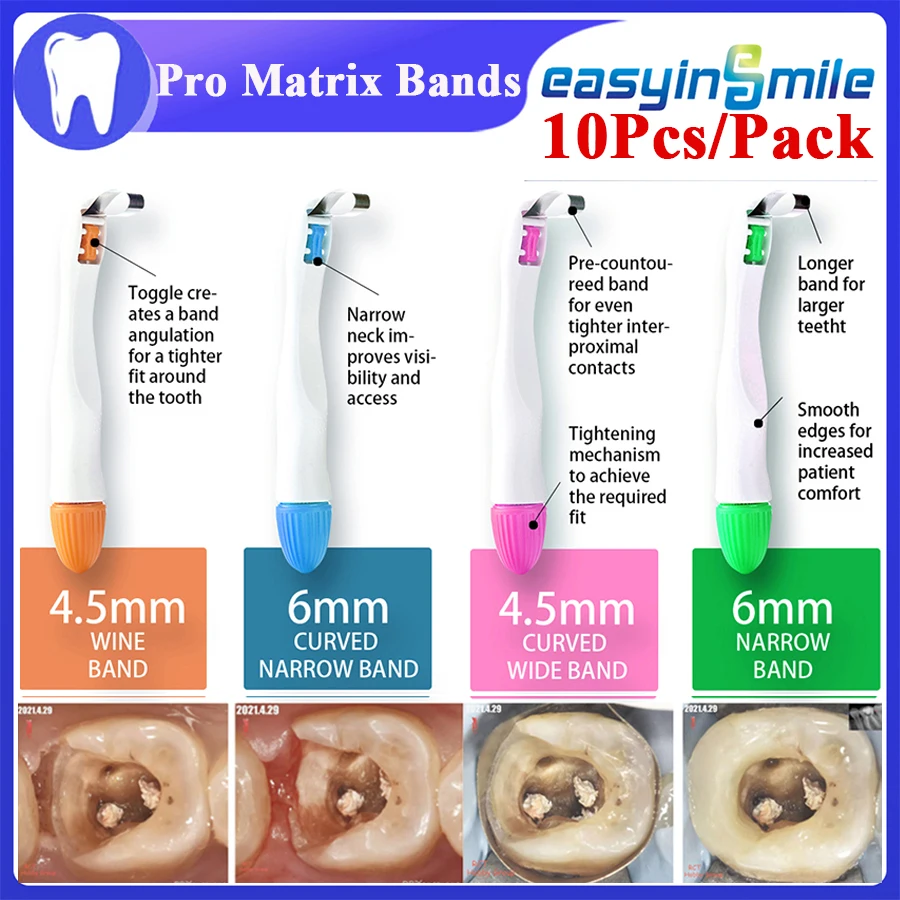 Easyinsmile Dental Pro Matrix Bands Fasce Tofflemire Preformate Per La Realizzazione Di Corone 10 Pezzi