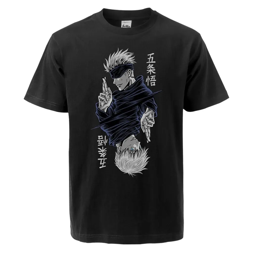 Jujutsu Kaisen Gojo Satoru Yuji Anime Summer Men's Cotton T-Shirt Simple T-Shirt Boys Crew Neck Short Sleeve
