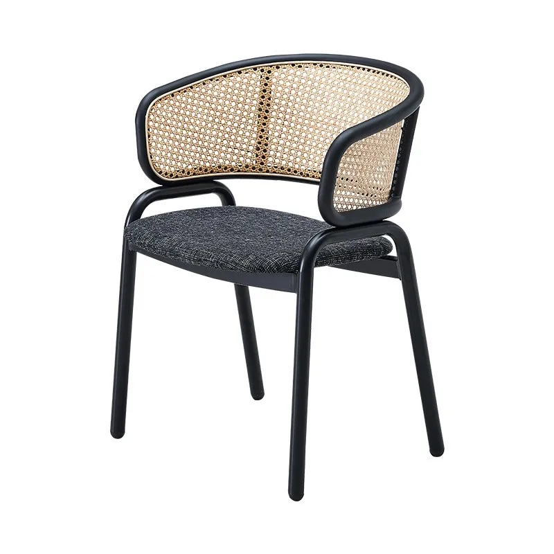 Nordic solid wood rattan woven dining chairs, home retro homestays, coffee shops, chairs, ins designers, and quiet wind medieval