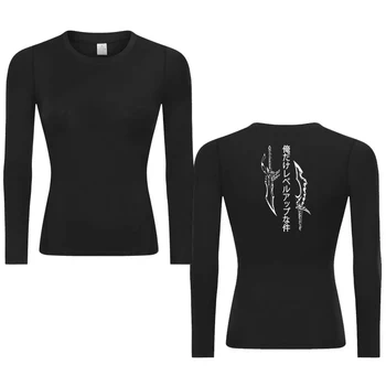 Graphic Print Compression Shirt for Women Gym Athletic Workout Running Quick Dry T-Shirts Spring Fall Long Sleeve Baselayer Tops 1