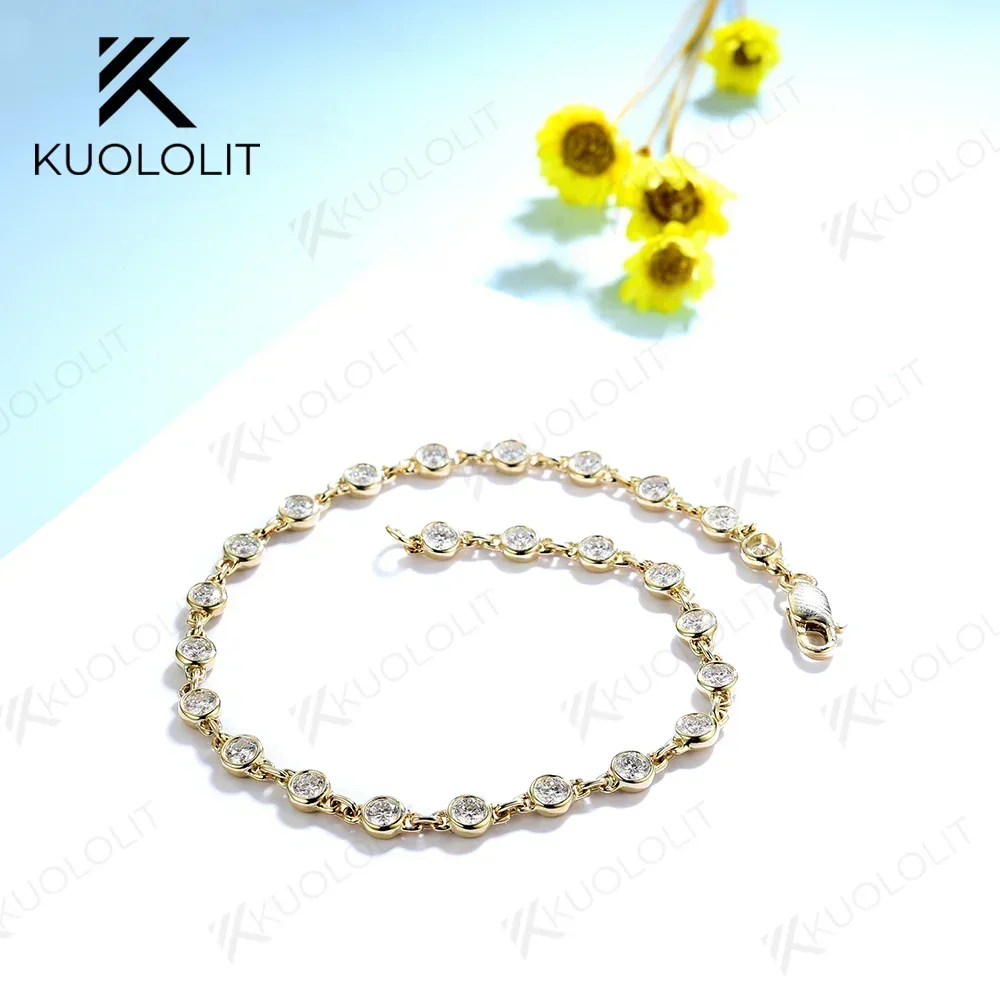 Solitaire Bezel Diamond Chain Bracelet | Asseh Jewels