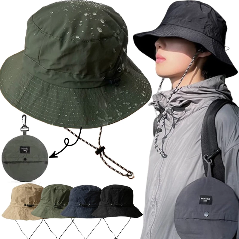 

New Quick Drying Fisherman Caps Women Men Summer Outdoor Beach Panama Hats Waterproof Camping Hiking Foldable Bucket Sunhats