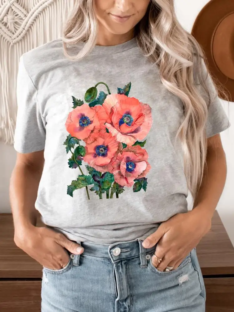 

Casual Tee Summer Women Clothing Short Sleeve T Female Fashion Printed Clothes Watercolor Style Cute Sweet Graphic T-shirts