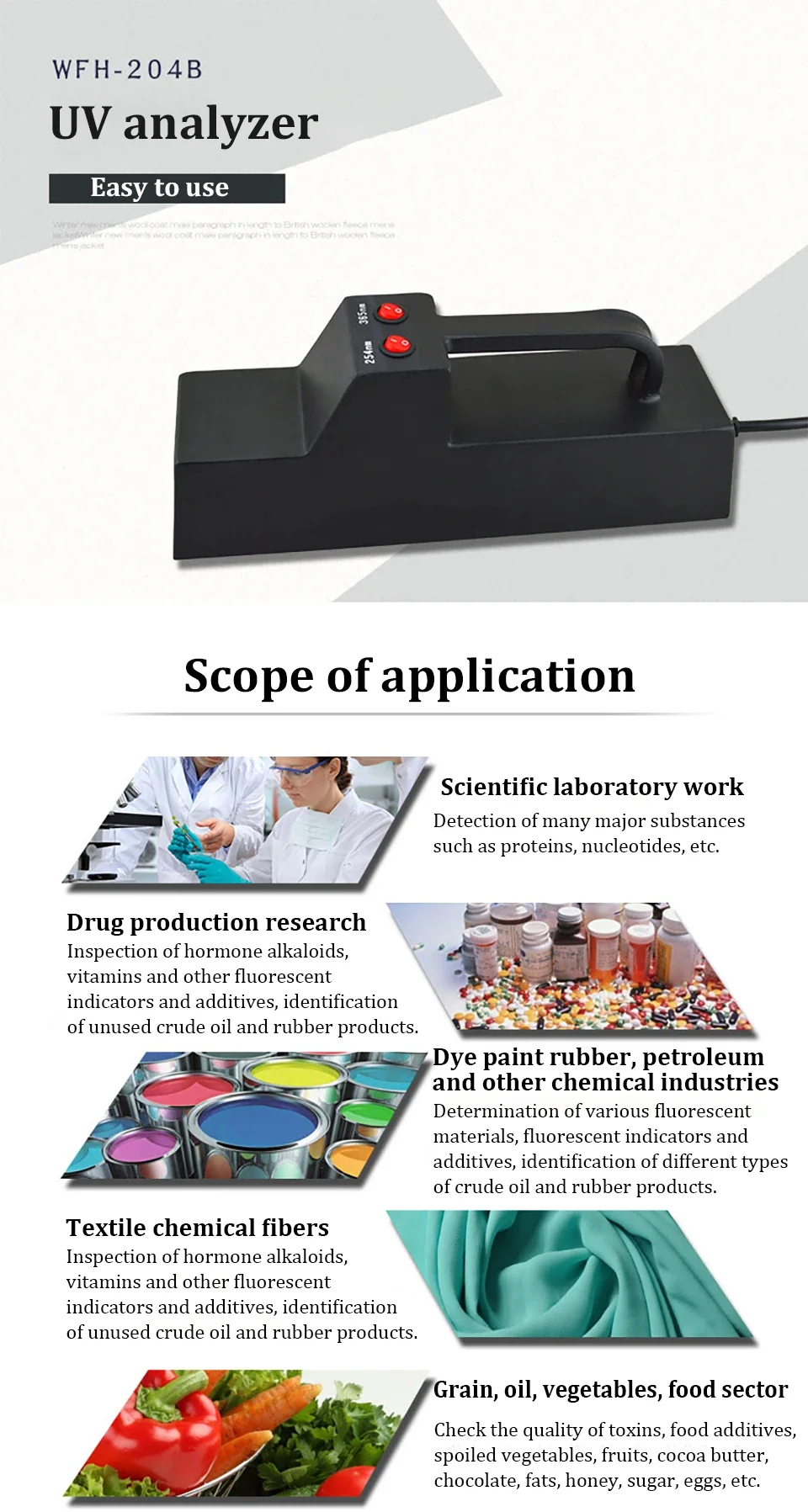 Portable Ultraviolet Analyzer UV Lamp 365nm/254nm High Sensitivity Analyzer Lab