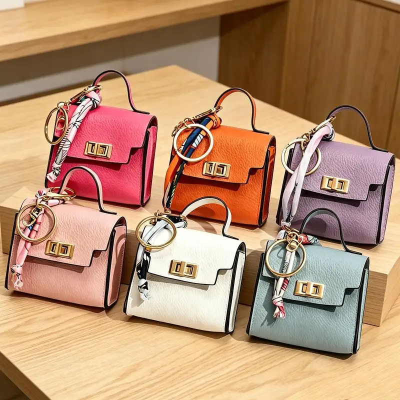 Mini-Rucksack-Schlüsselanhänger für Damen, Kleine Münztasche mit Drehverschluss und Schlüsselanhänger, Kopfhörertasche
