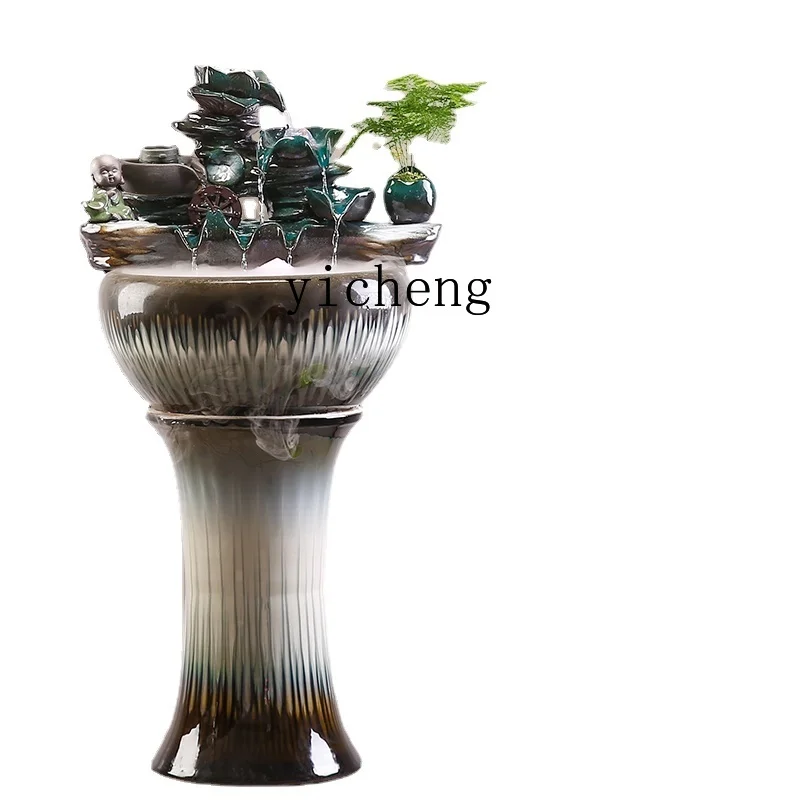 

Zk Floor Flowing Water Ornaments Circulating Water Fountain Living Room Balcony Office Courtyard Lucky Gift