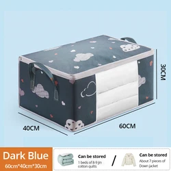 Large Capacity Foldable Storage Bag with Reinforced Handle and Zipper for Bedding and Blankets (1pc Dark Blue)