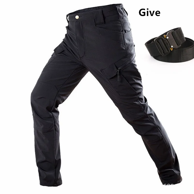thumbnail image 1 of Pantalones de carga IX7 IX9 para hombre, pantalón táctico para caminar, entrenamiento táctico, piel de tiburón, carcasa suave, resistente al viento, impermeable, de felpa gruesa, 1 of 5