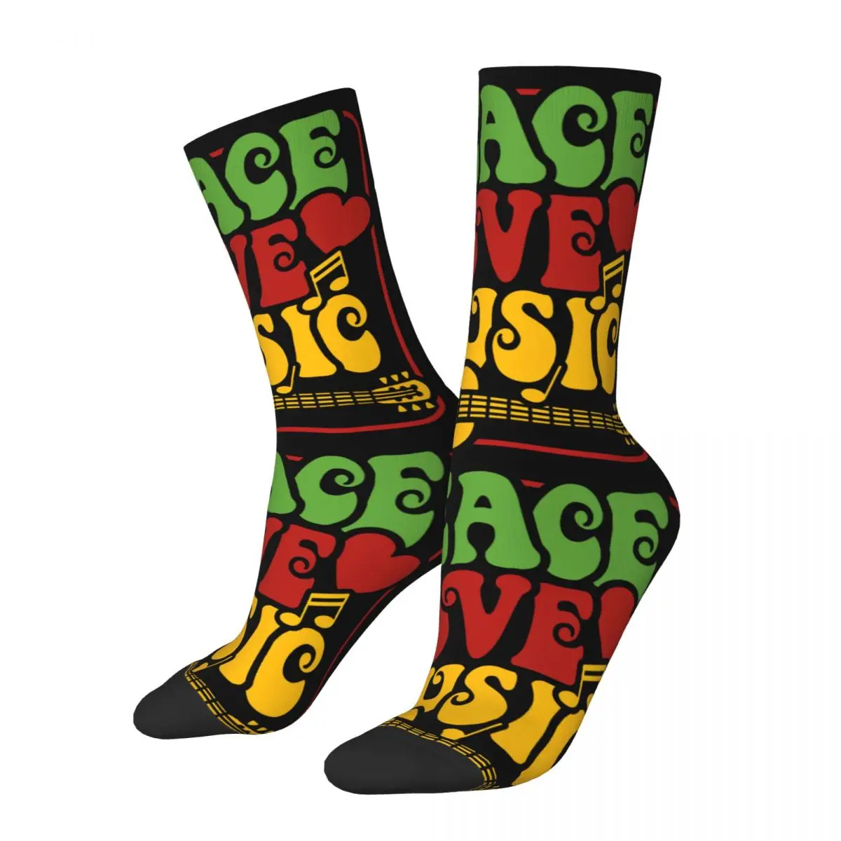 

Забавные сумасшедшие носки для мужчин мир любовь и музыка в Расте хип-хоп Харадзюку счастливый узор печатные парные носки для мальчиков новинка подарок