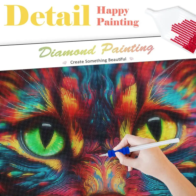 Diamond Painting CHENISTORY 5d Diamond Painting Kit Full Square/Round Drill Abstract Cat Mosaic Diamond Embroidery Animal Beaded Pictures Home Decor