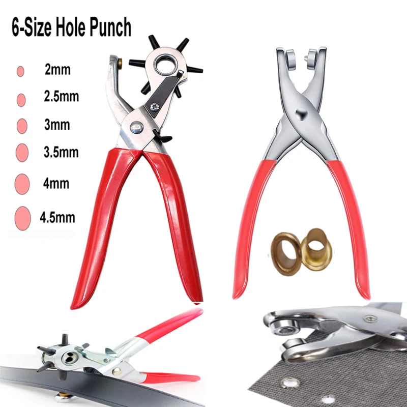 6HoleSizeHouseholdBeltHolePuncherLeatherPunchersTools