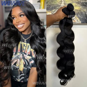 Body Wave Human Hair Bundles Brazilian Remy Unprocessed 26 28 30 Inch Wavy Doule Drawn 1 3 4 Bundles Weave Extensions Deals 1