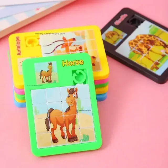 1pc Mini Early Educational Toy Developing for Children Jigsaw Digital Number 1-16 Animal Cartoon Puzzle Game Toys 3