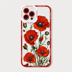 Vibrant Poppy Bloom Floral Soft Phone Case in Hot Red Print - Galaxy A21s (CXS - K1180T1)