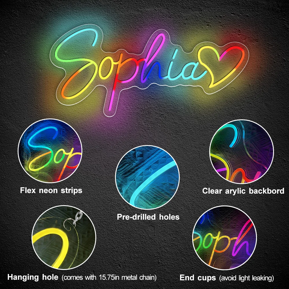 รูปสินค้า ป้ายไฟ LED ปรับสีได้ ตกแต่งห้องนอน ไฟติดผนัง