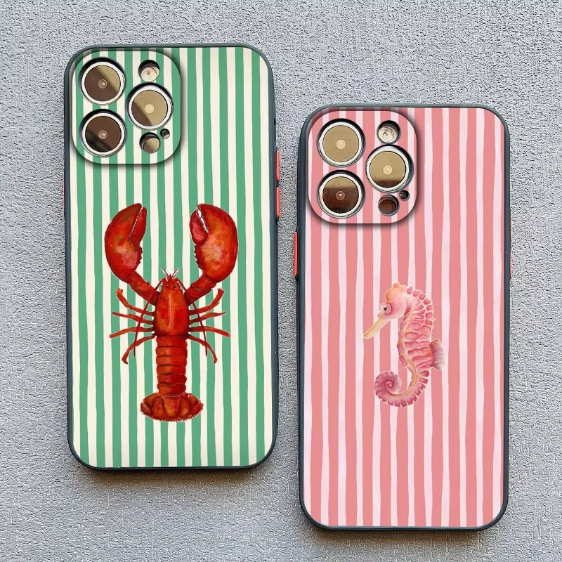 Ocean Life Theme Striped Phone Case Cover