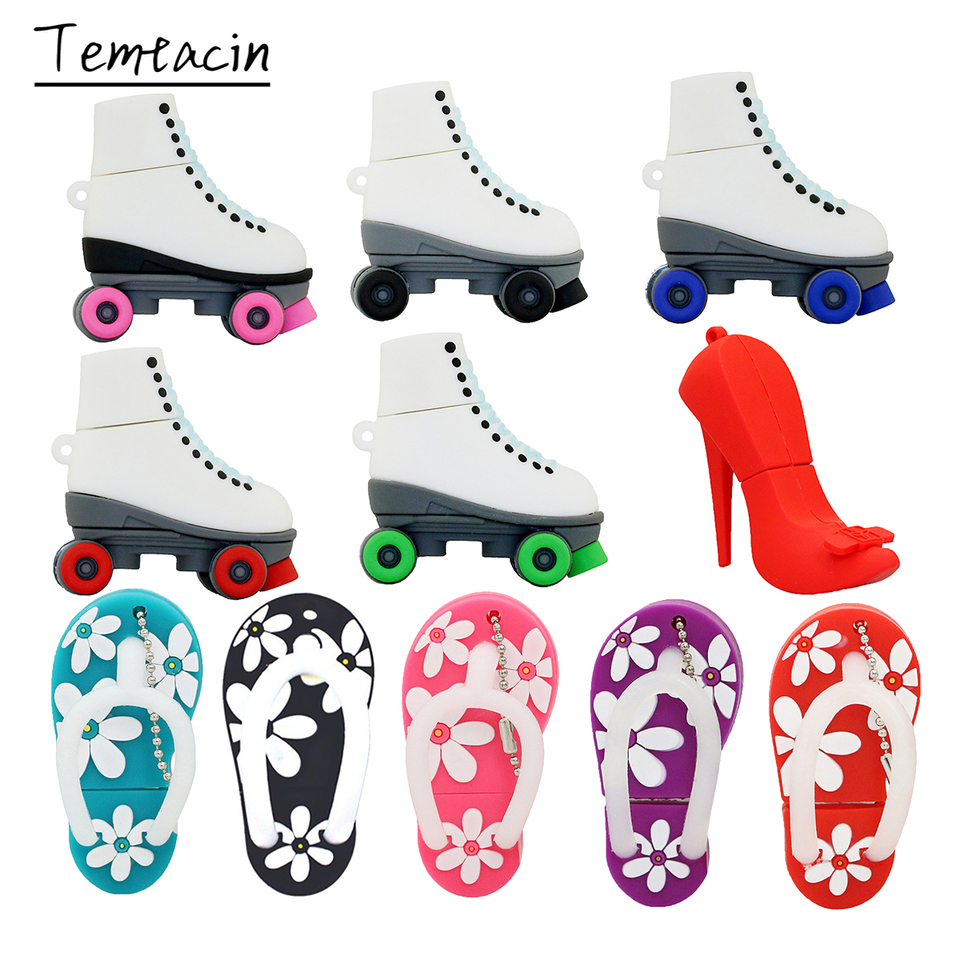 Cartoon USB Flash Drive Flower Slippers Shoes Pendrive 8GB 16GB 32GB 64GB 128GB 256GB Pen Drive Cle USB 2.0 Flash Memory Stick