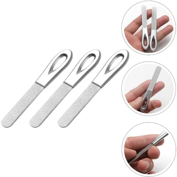 Dual-Sided Stainless Steel Nail Shaping and Polishing Files Silver Pedicure Nail Trimming Sanding Tools for Home and Salon