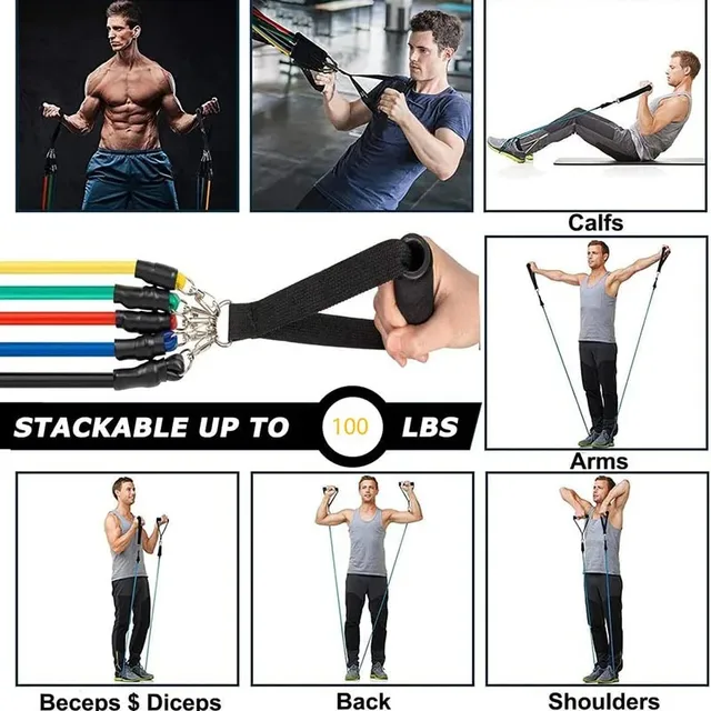 11pcs Beginner Fitness Equipment, Exercise Rubber Bands, Lightweight Resistance Bands, Fitness Training, Portable Elastic Bands 5