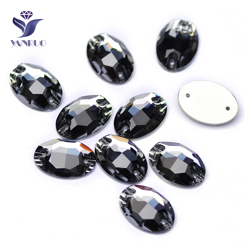 

YANRUO 3210 черные алмазные овальные Пришивные кристаллы и камни всех размеров с плоской задней стороной Стразы для платьев
