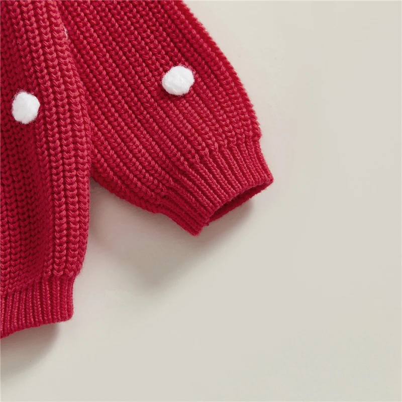 Newborn Baby Boys Girls Christmas Sweaters Long Sleeve Heart Shaped Candy Letter Embroidery Knit Pullovers Infant Jumper Tops