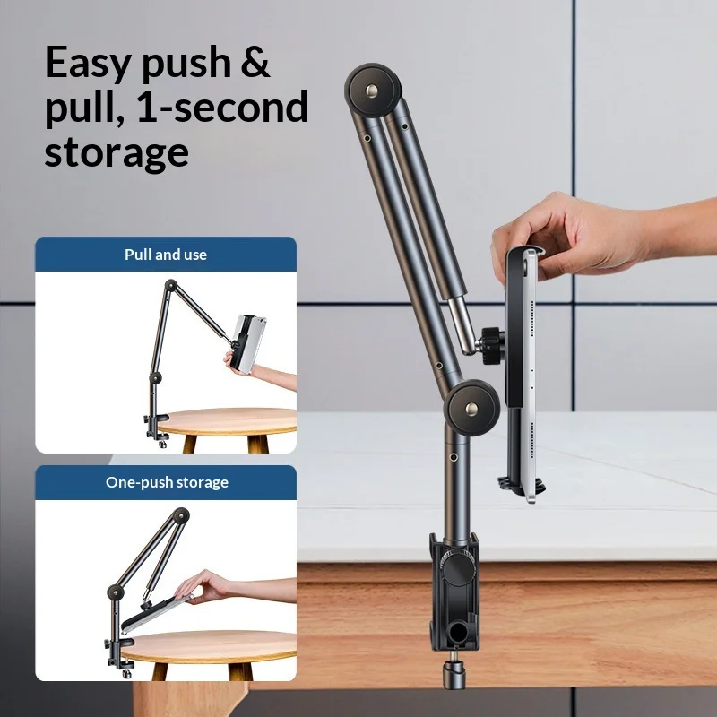 Adjustable Desktop Stand for Phones and Tablets with Overhead Support