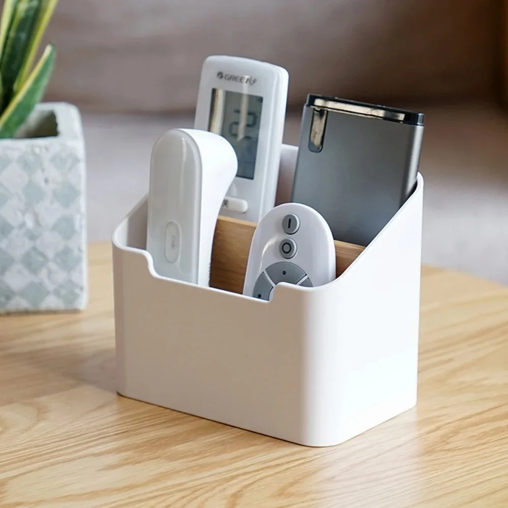 2/4 Grids Multi Functional Desktop Bamboo And Wood Compartment Storage Box With Detachable Bamboo And Wood Partitions 4