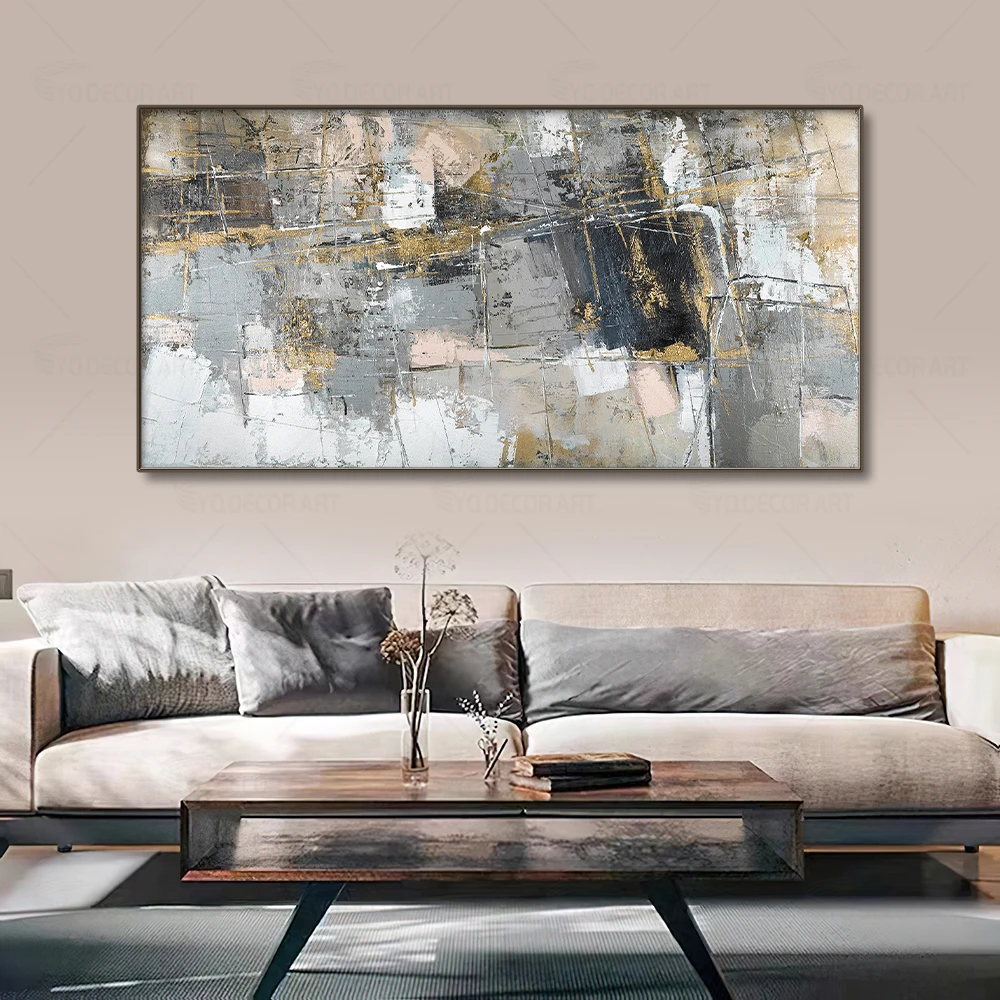 

Original Hand-painted Modern Abstract Art Oil Painting Scratch Line Texture Art Painting for Living Room Home Decoration
