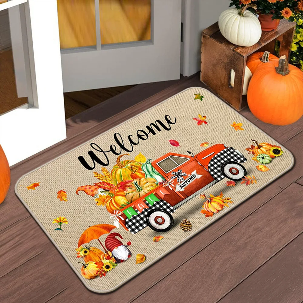 VIKAMA Halloween & Thanksgiving Welcome Mat – Autumn Indoor/Outdoor Non-Slip Door Mat for Home Décor 2