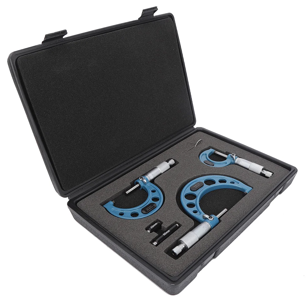 외경 마이크로미터, 베어링 강철 고정밀 외경 측정 도구 0-75mm 강철 외경 마이크로미터