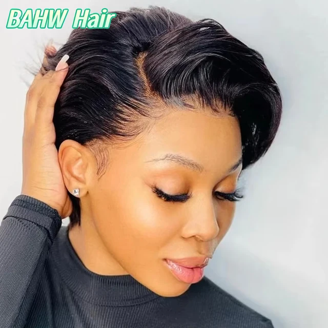 Cheveux birmans partie latérale coupe lutin perruques droites courte Bob perruque de cheveux 100% cheveux humains 13x4 dentelle avant perruques de cheveux humains couleur naturelle 1