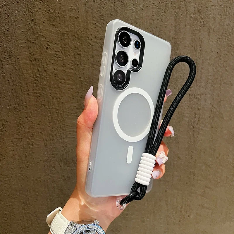 Candy Color Matte Lanyard Soft Phone Case with Magnetic Cover