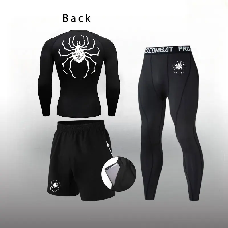 

Anime Hunter X Hunter Compression Set Sports Men's Training Long-sleeved Shirt Phantom Troupe Spider GYM Trousers 3 Piece Set