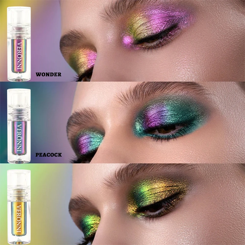 Chrome Shifting Pigments Chameleon Liquid Eyeshadow Shiny Long Lasting Multichrome High Eyeshadow Liquid Eye Makeup Art Cosmetic 3